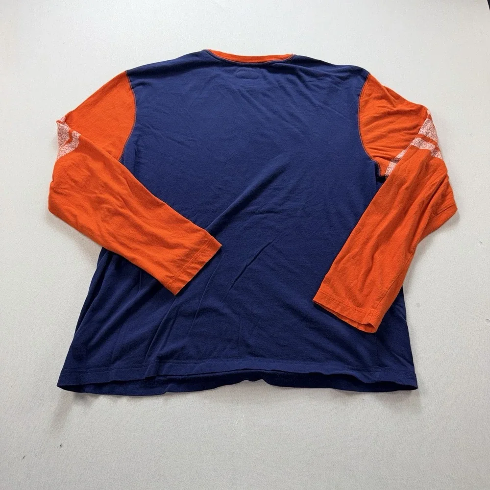 NFL Team Denver Broncos Men Blue ORange Spellout Round Neck Size XL